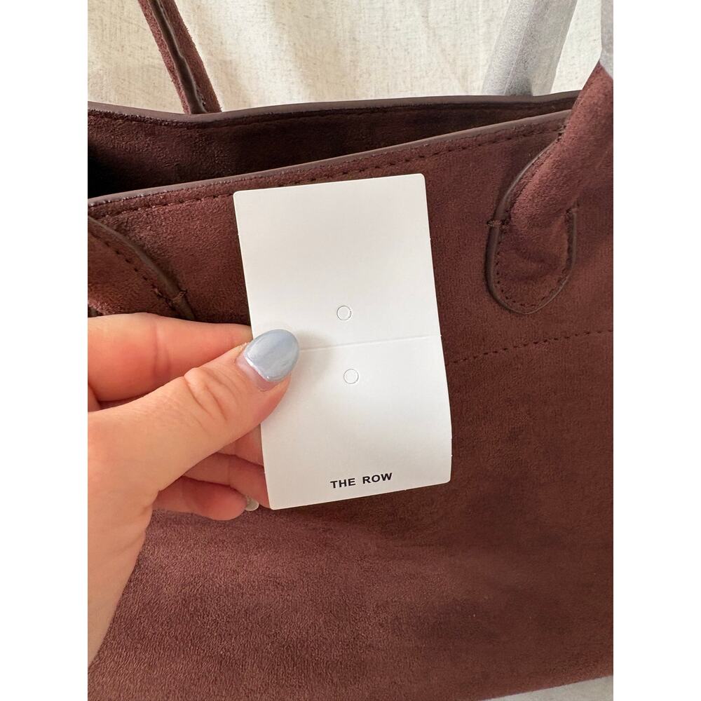 The Row Margaux Burgundy Suede Top Handle Bag - Picture 14 of 15